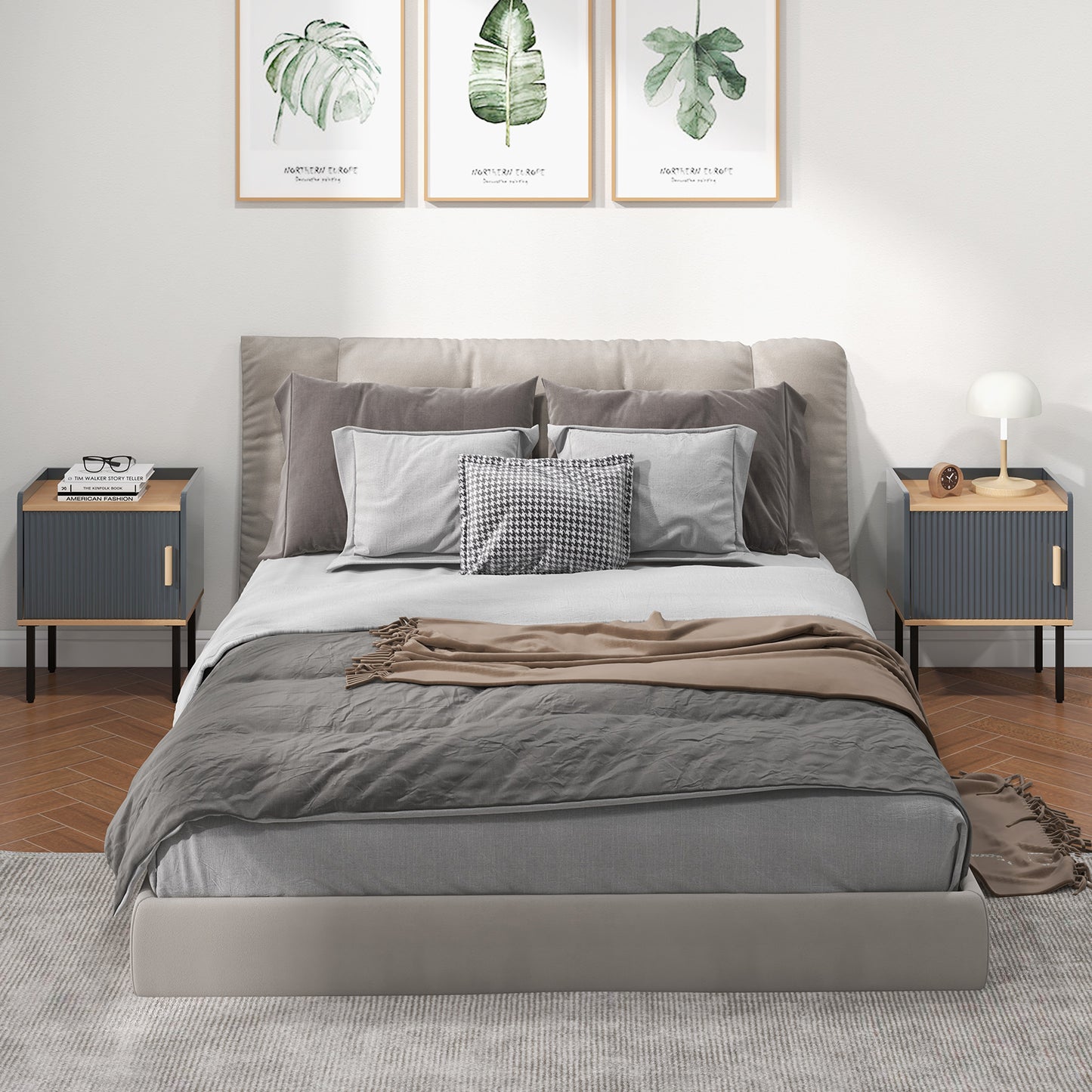 Wooden Nightstand with Enclosed Storage and Tabletop for Modern Interiors
