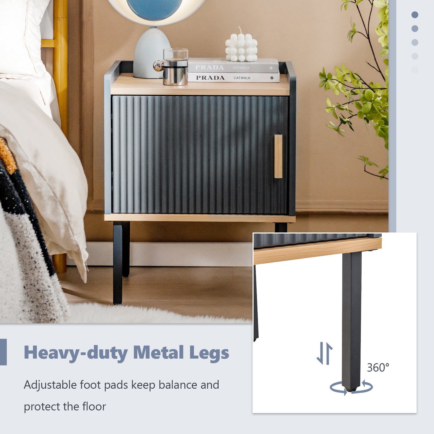 Wooden Nightstand with Enclosed Storage and Tabletop for Modern Interiors
