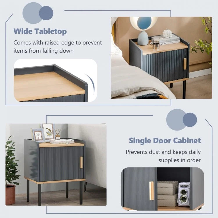 Wooden Nightstand with Enclosed Storage and Tabletop for Modern Interiors