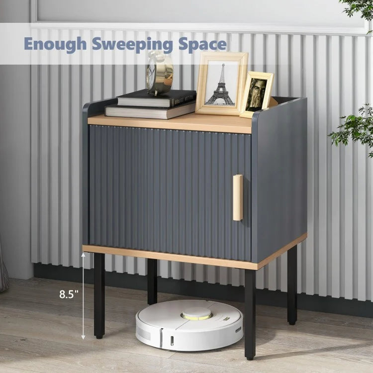 Wooden Nightstand with Enclosed Storage and Tabletop for Modern Interiors