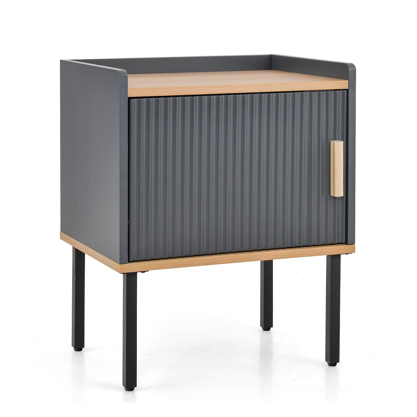 Wooden Nightstand with Enclosed Storage and Tabletop for Modern Interiors
