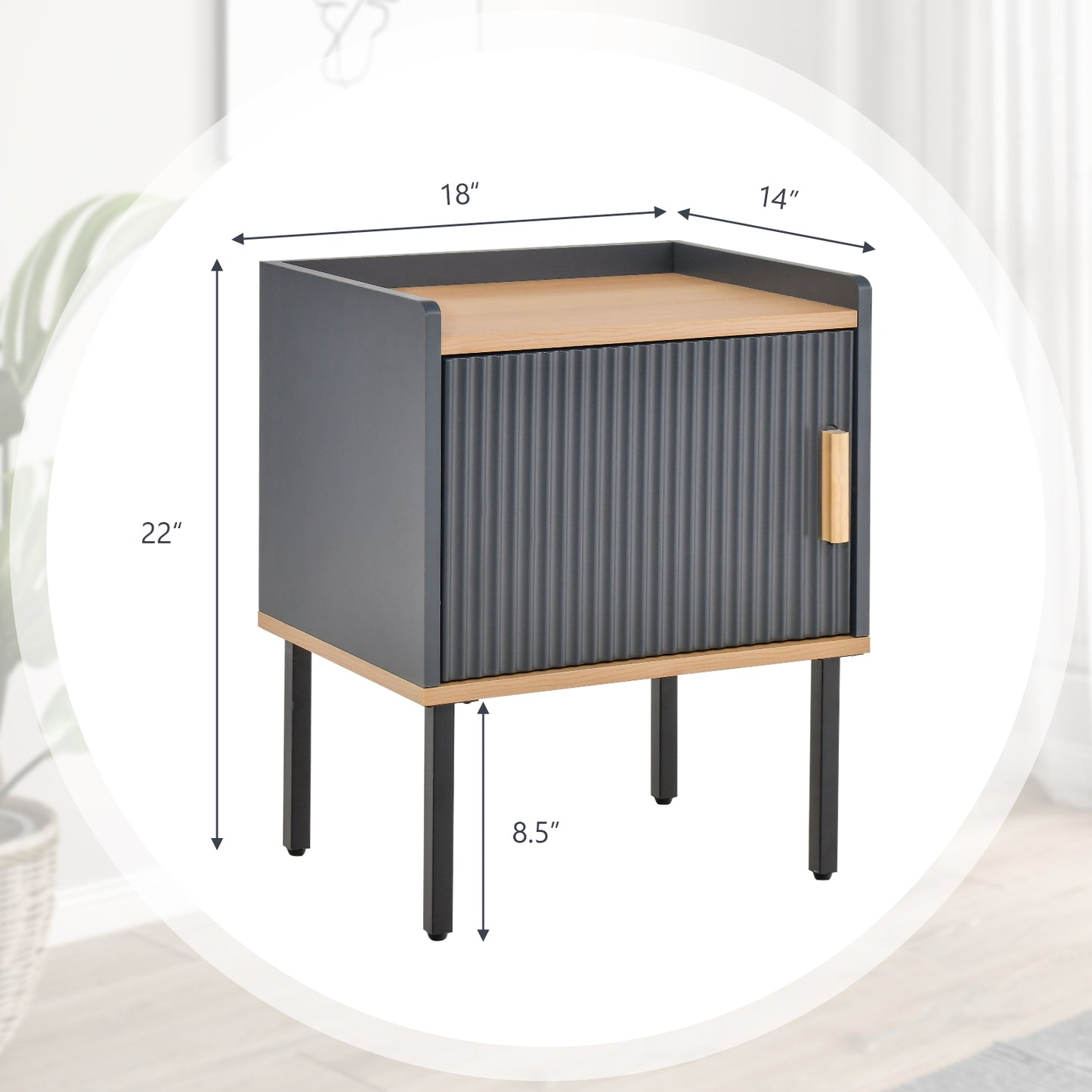 Wooden Nightstand with Enclosed Storage and Tabletop for Modern Interiors