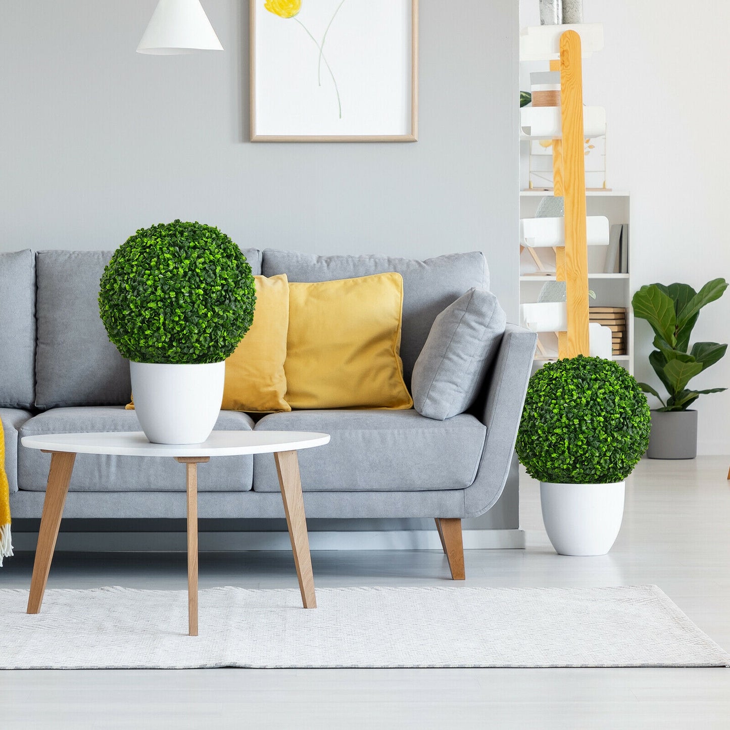 Set of 2 Realistic Artificial Boxwood Topiary Balls for Indoor & Outdoor Decoration