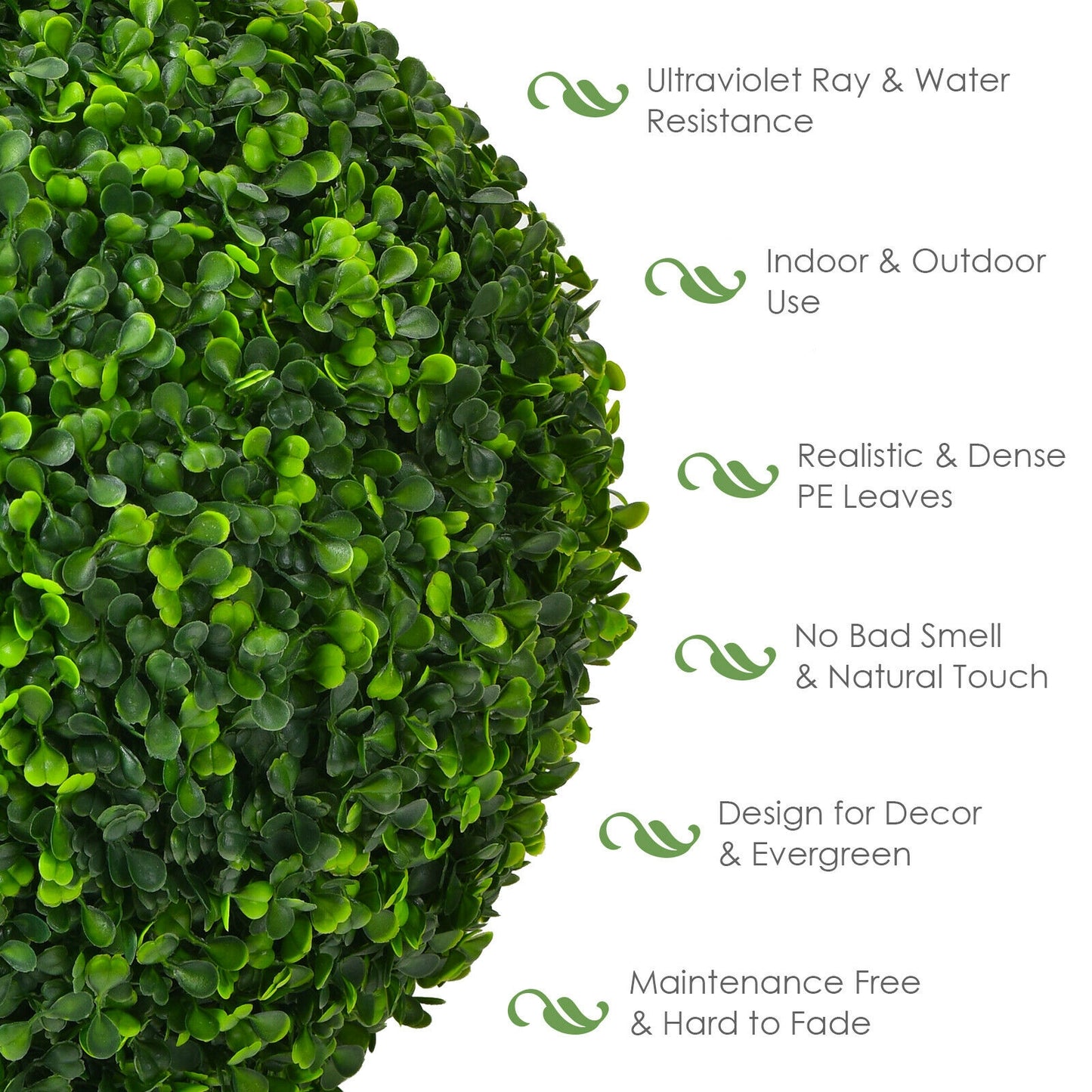 Set of 2 Realistic Artificial Boxwood Topiary Balls for Indoor & Outdoor Decoration