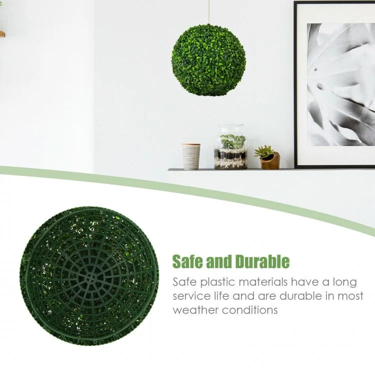 Set of 2 Realistic Artificial Boxwood Topiary Balls for Indoor & Outdoor Decoration