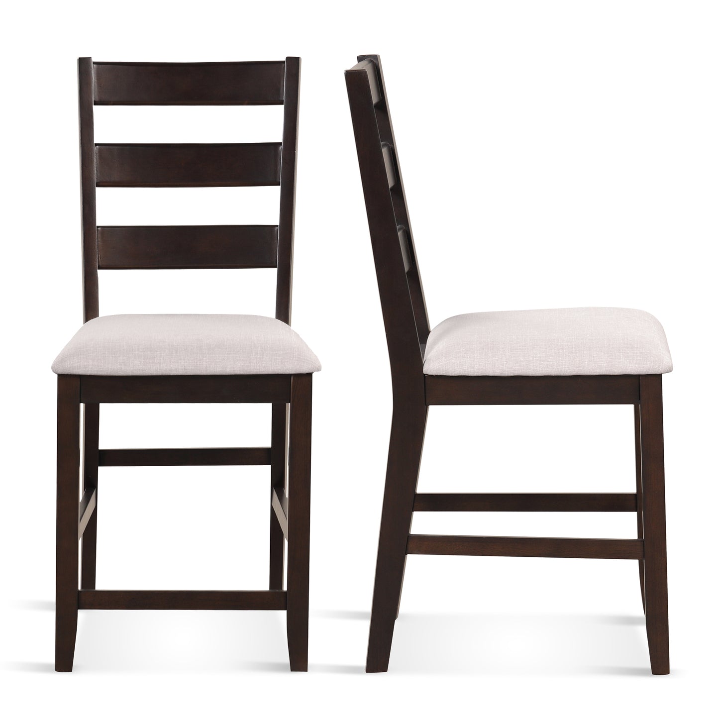 Counter Height Bar Stools with Padded Seat and Wooden Frame, Set of 2