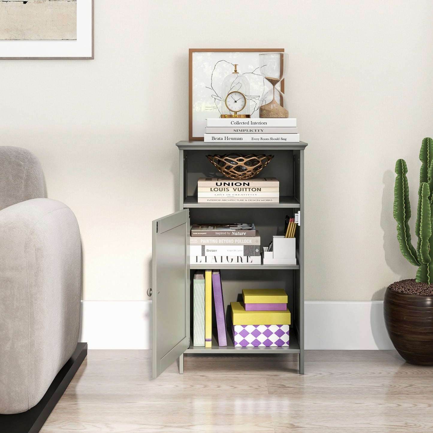 Freestanding Bathroom Storage Cabinet with Adjustable Shelves