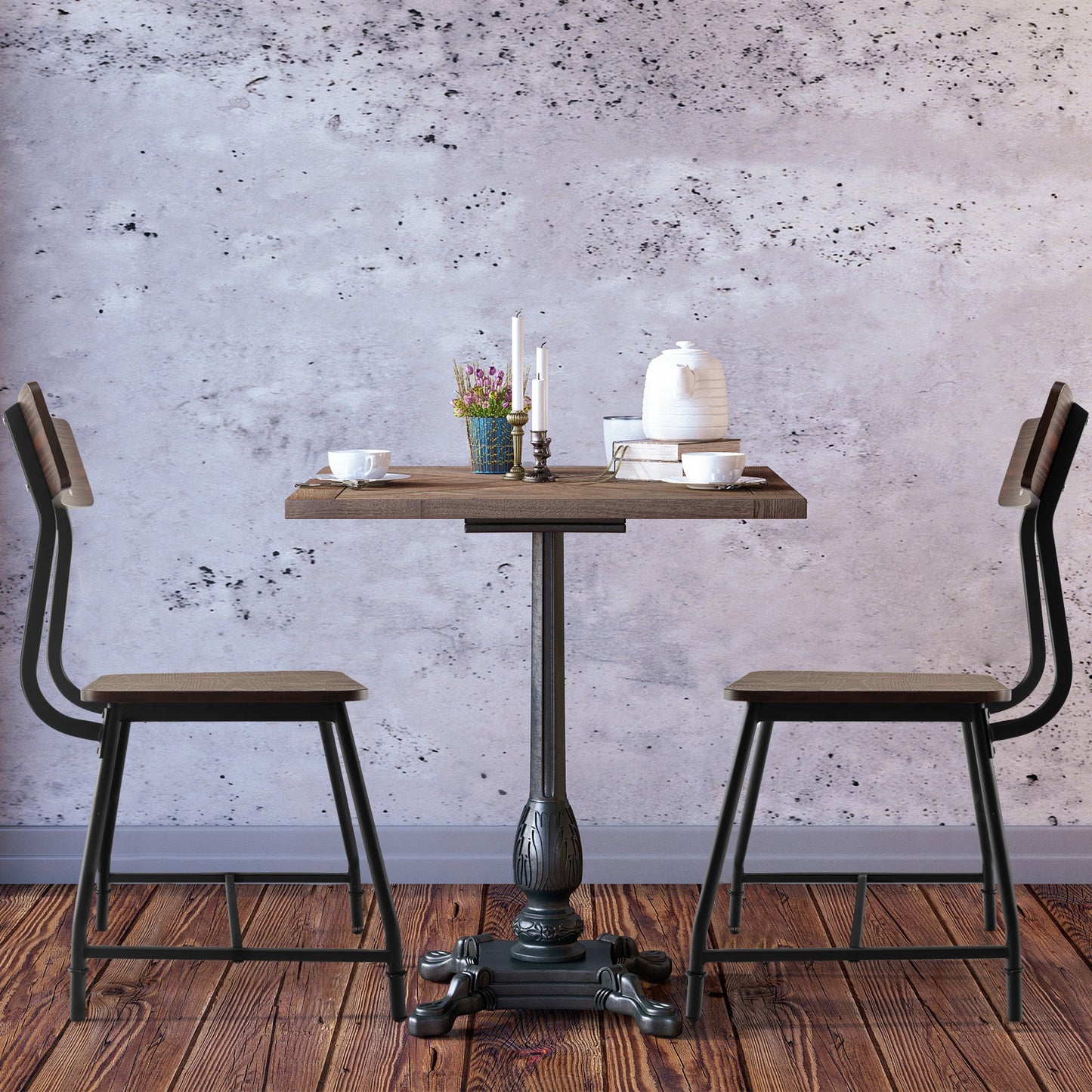 Set of 2 Modern Dining Chairs with Metal Frame and Comfortable Upholstered Seat
