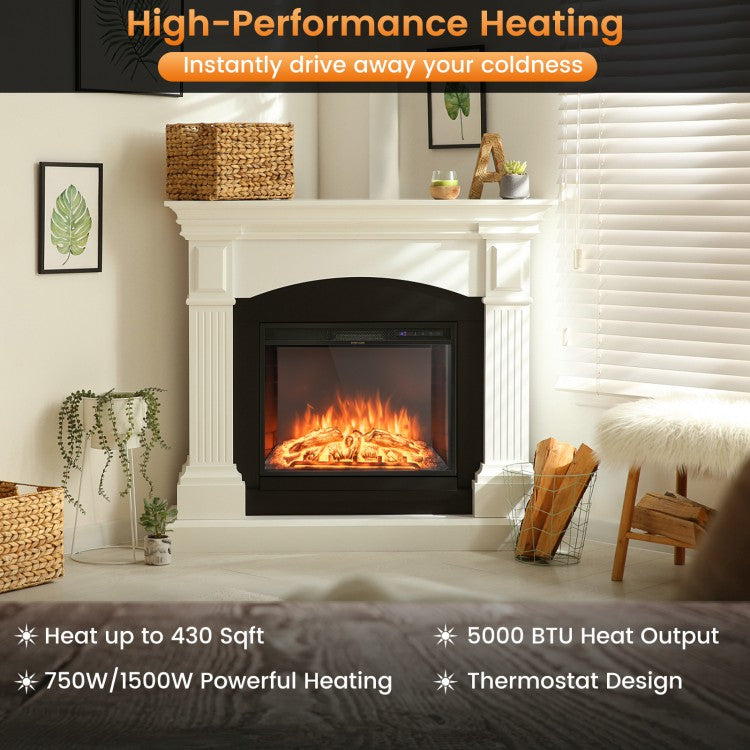 26 Inch Recessed Electric Fireplace with Customizable Flame Brightness