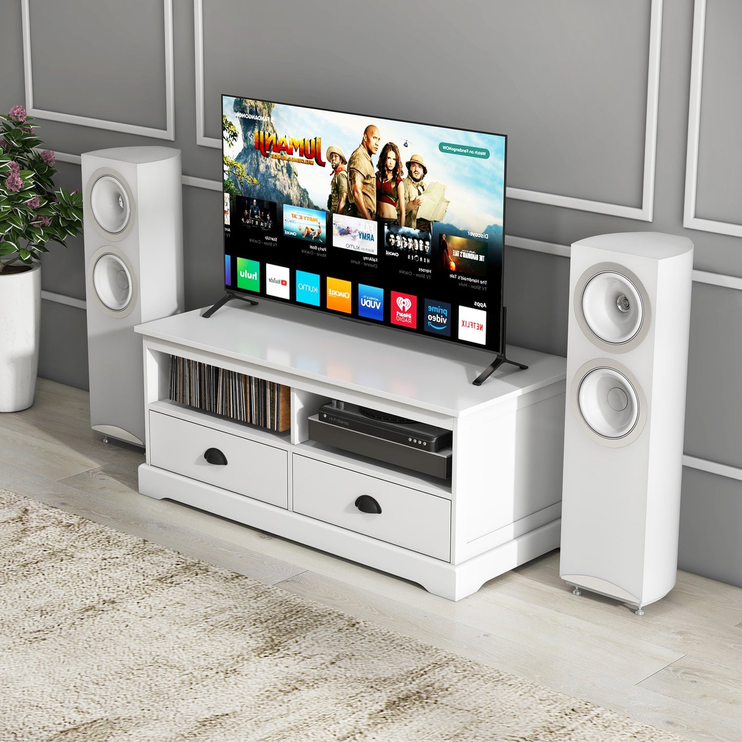 Modern Coffee Table with Spacious Drawers and Open Storage Cubes