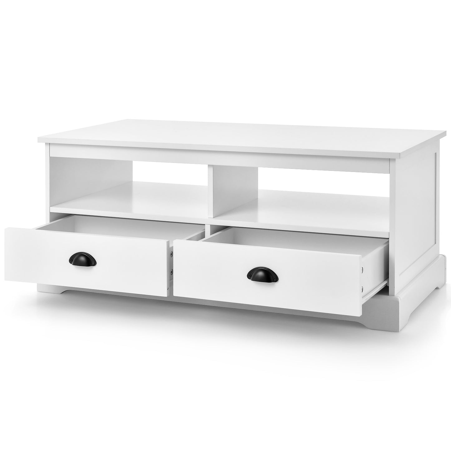 Modern Coffee Table with Spacious Drawers and Open Storage Cubes