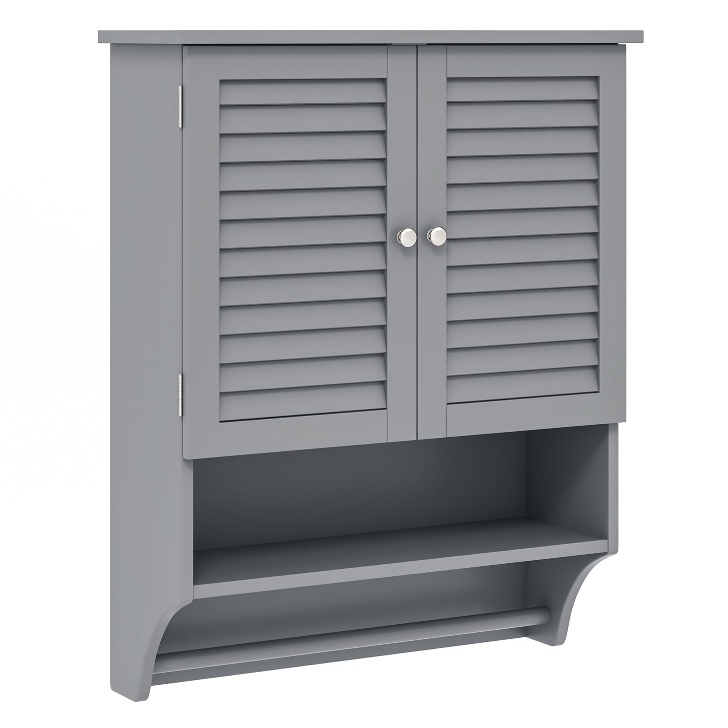 Wall-Mounted Bathroom Medicine Cabinet with 2 Doors, Adjustable Shelf & Towel Bar