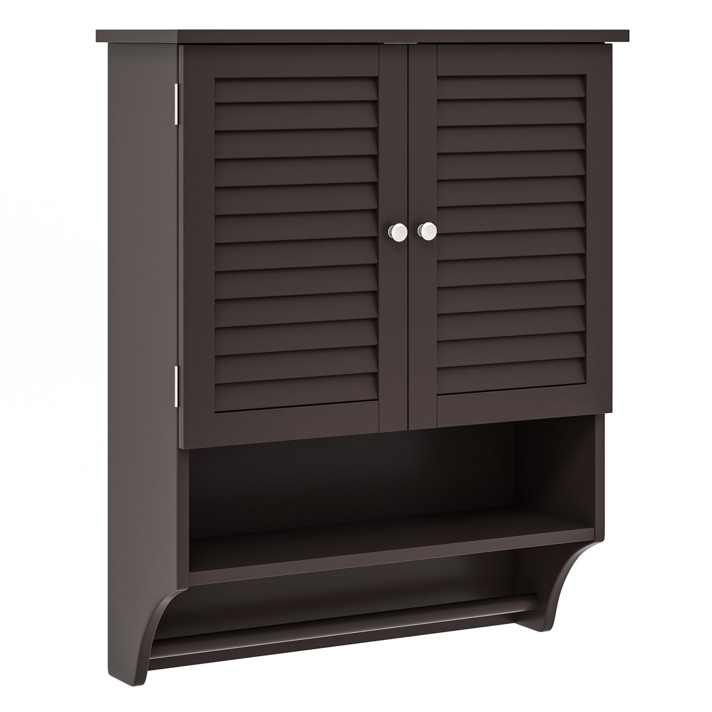 Wall-Mounted Bathroom Medicine Cabinet with 2 Doors, Adjustable Shelf & Towel Bar