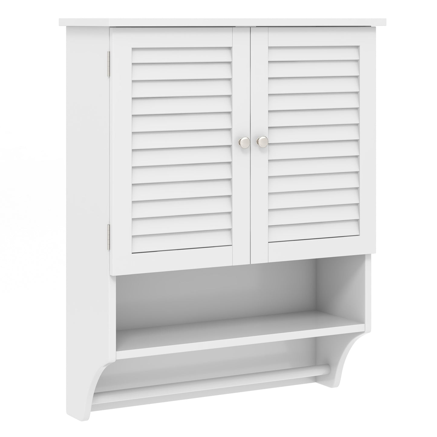 Wall-Mounted Bathroom Medicine Cabinet with 2 Doors, Adjustable Shelf & Towel Bar