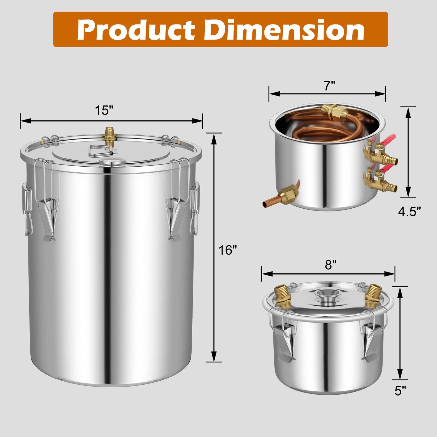 5/10 Gallon Water Alcohol Distiller Kit – DIY Whisky, Brandy & More (22/38L)