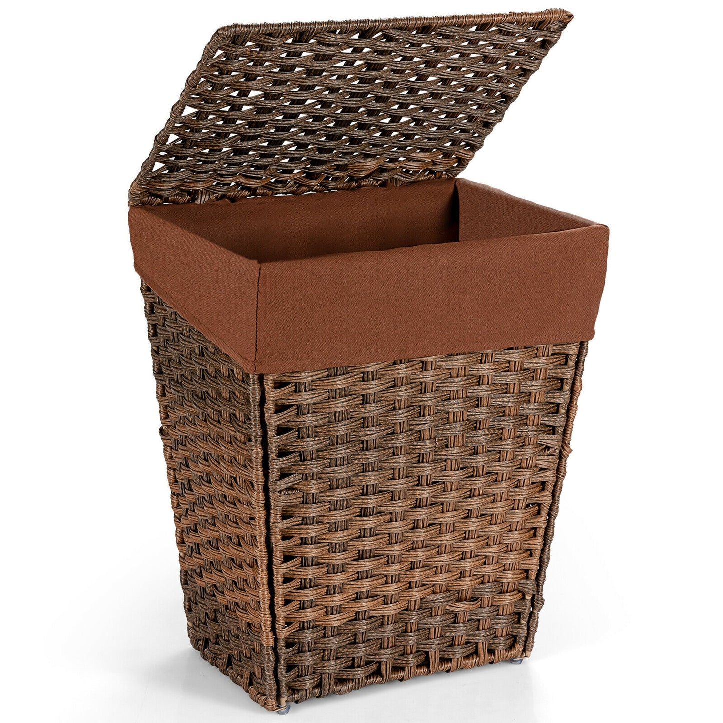 Sturdy Handwoven Laundry Hamper with Removable Liner, Flip Lid, and Non-Slip Design