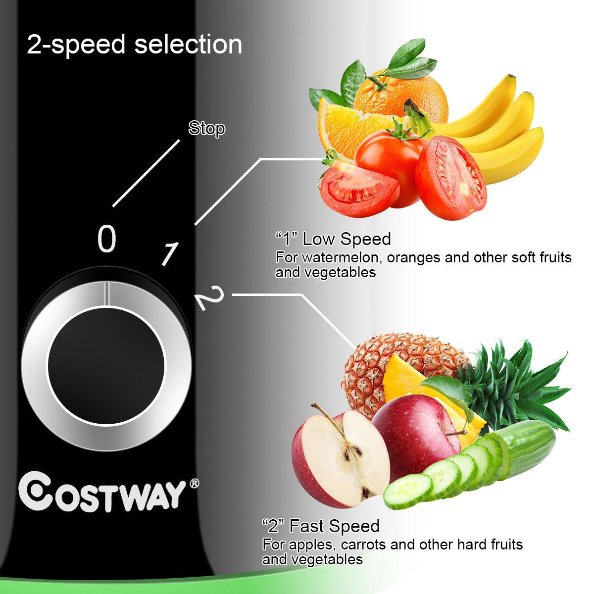 400W Stainless Steel Juice Extractor with 2-Speed Modes for Fruits & Vegetables