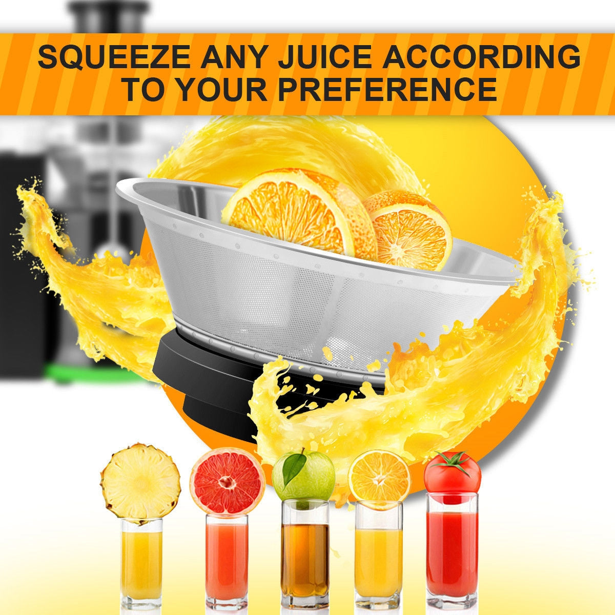 400W Stainless Steel Juice Extractor with 2-Speed Modes for Fruits & Vegetables