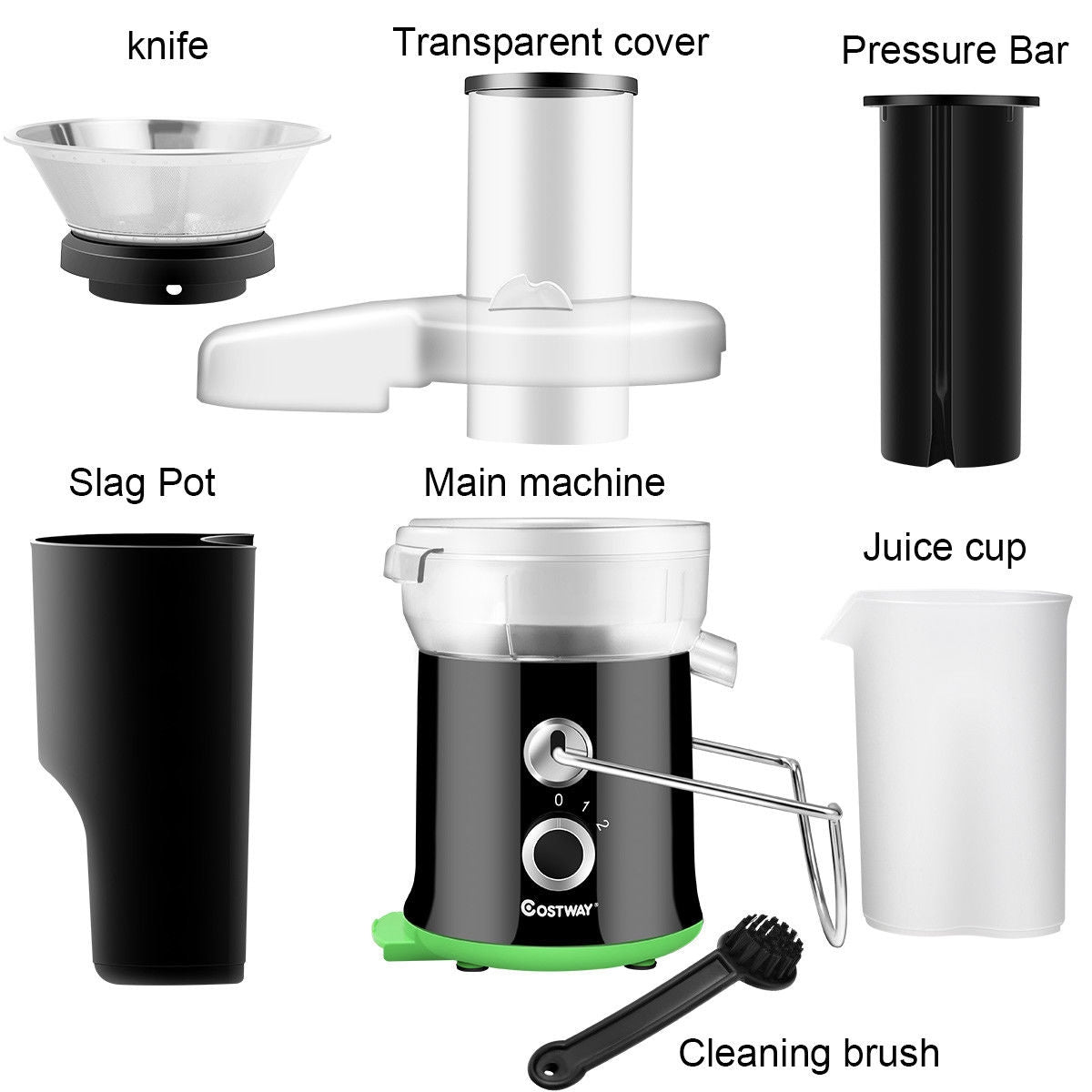 400W Stainless Steel Juice Extractor with 2-Speed Modes for Fruits & Vegetables