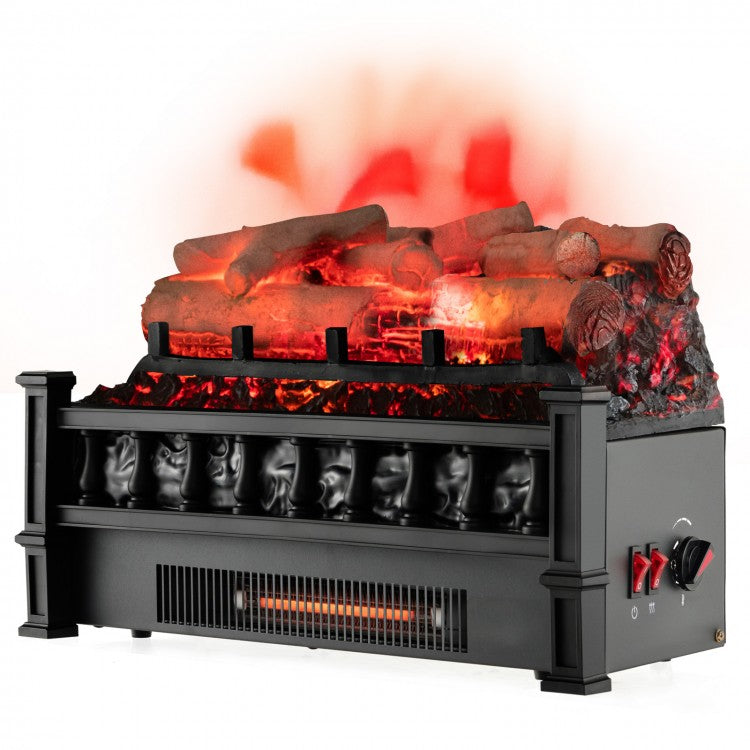 20" Electric Fireplace Heater with Realistic Birchwood & Pinewood Ember Bed
