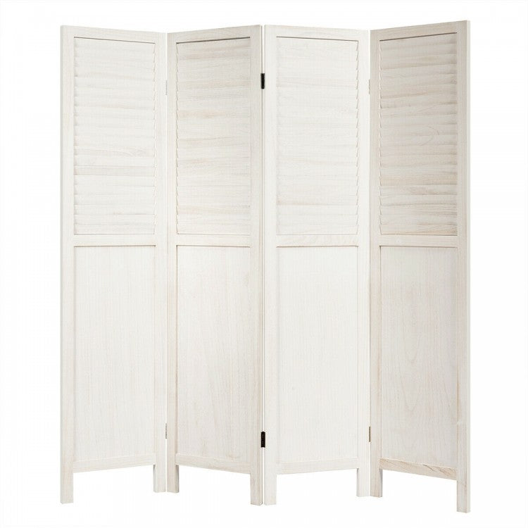 5.6 Ft Tall 4 Panel Folding Privacy Divider - White