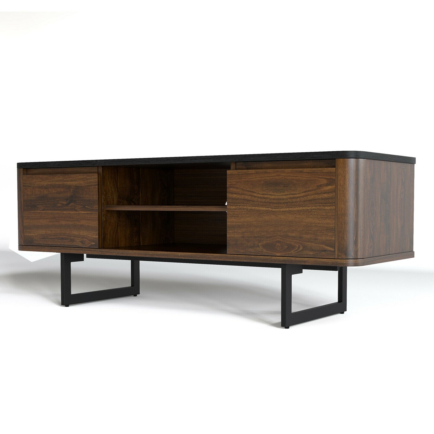 Mid-Century Wooden TV Console with Cabinets for TVs up to 55 Inch
