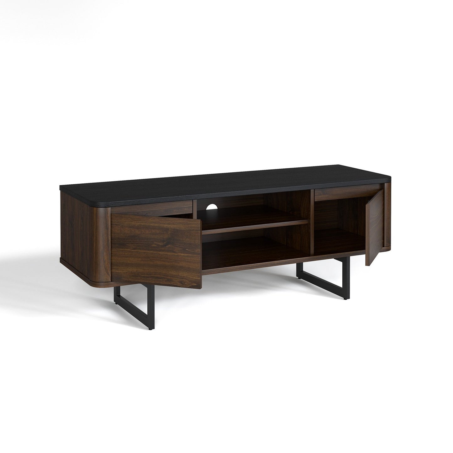Mid-Century Wooden TV Console with Cabinets for TVs up to 55 Inch