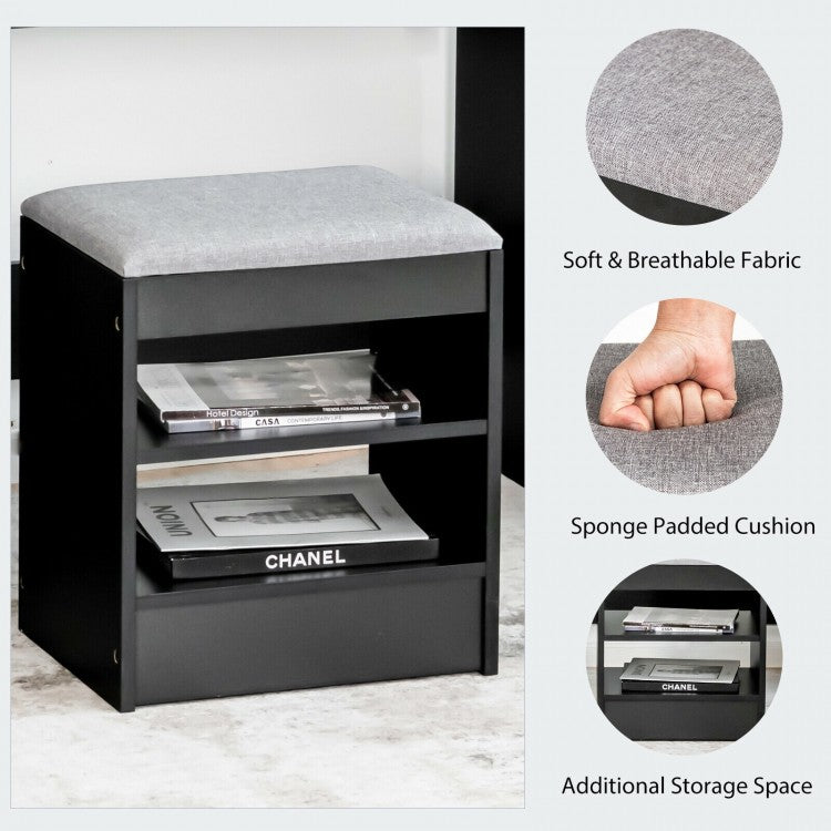 Lighted Vanity Table Set with 24" LED Mirror, Storage Drawer, and Cushioned Stool