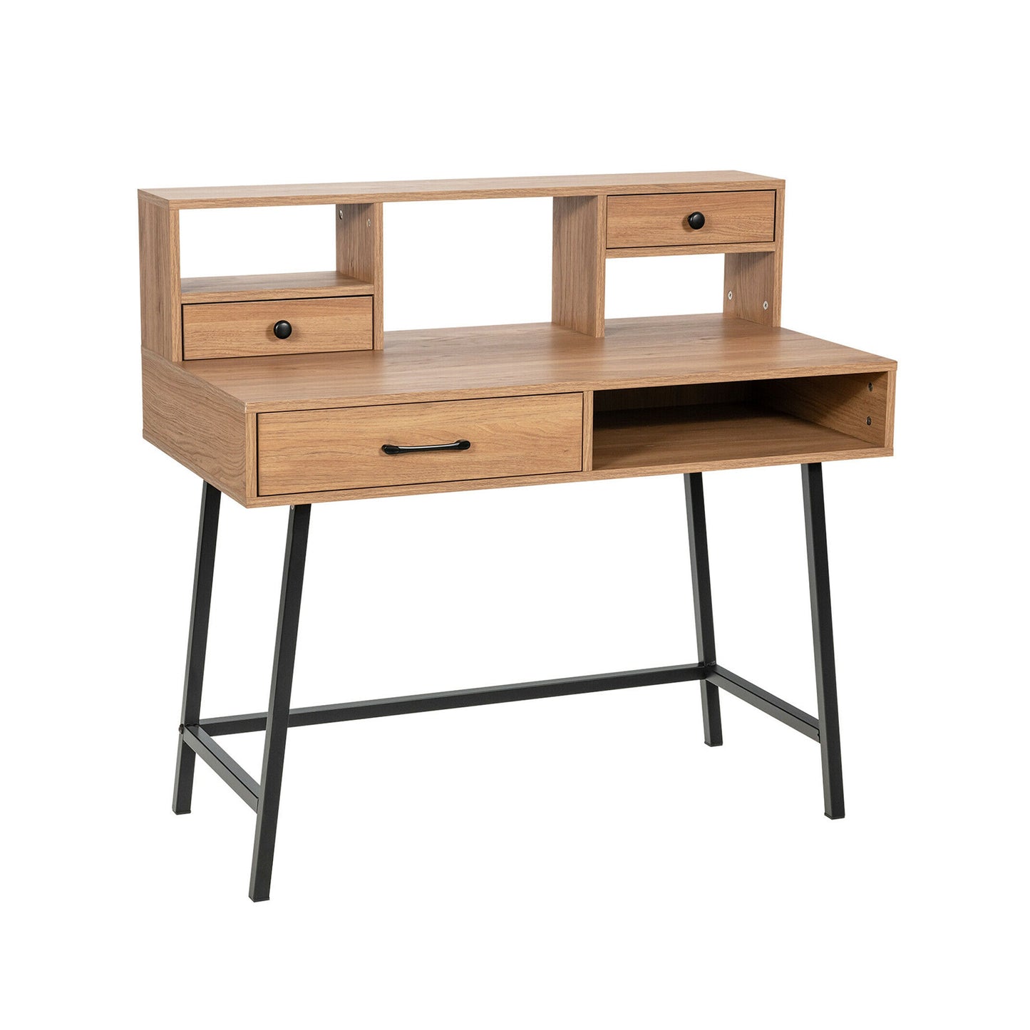 42 Inch Vanity Desk with Shelf, 2 Drawers, and Steel Legs – Multi-Use Makeup & Writing Table