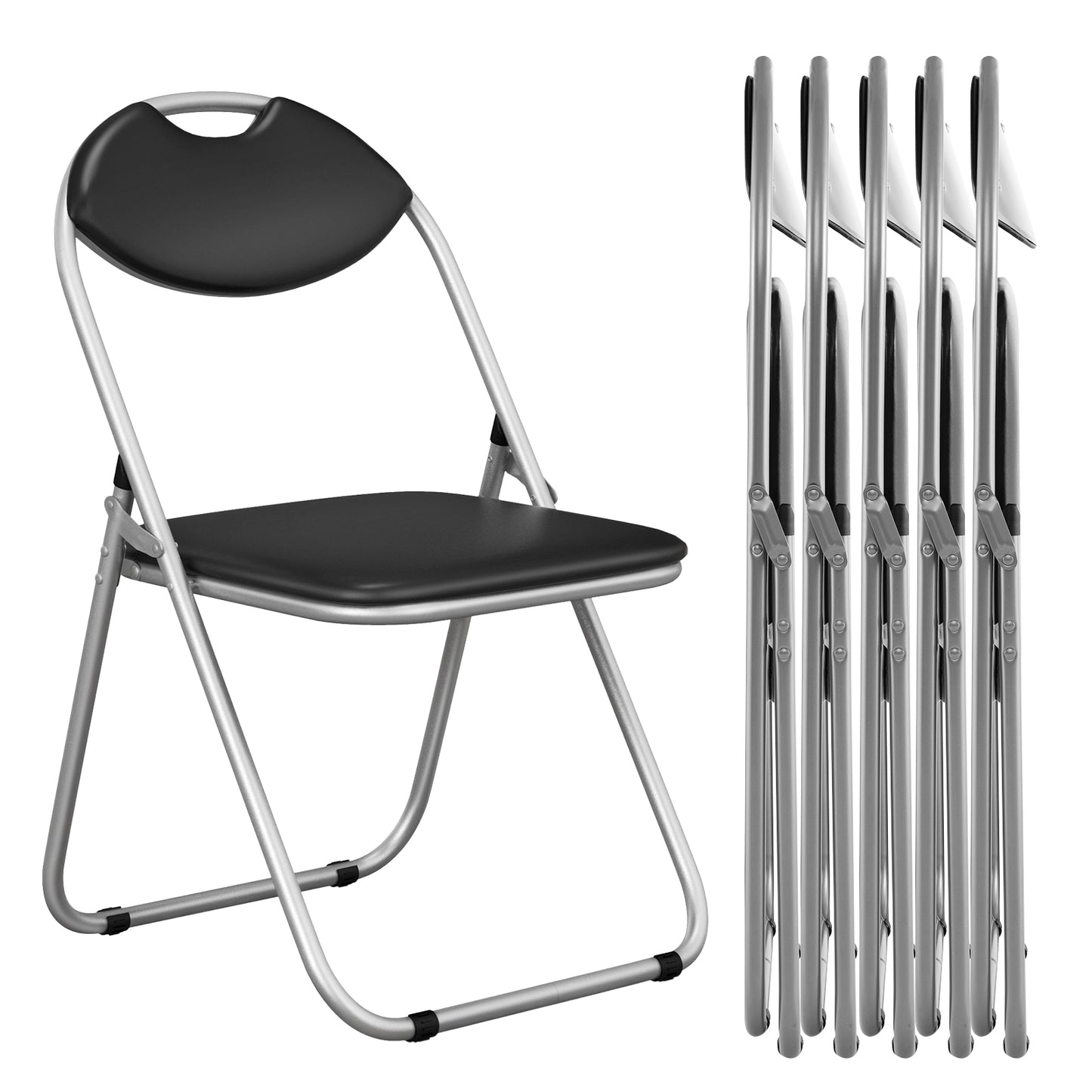 Set of 6 Portable Folding Chairs with Carrying Handles – Space-Saving, Sturdy & Comfortable