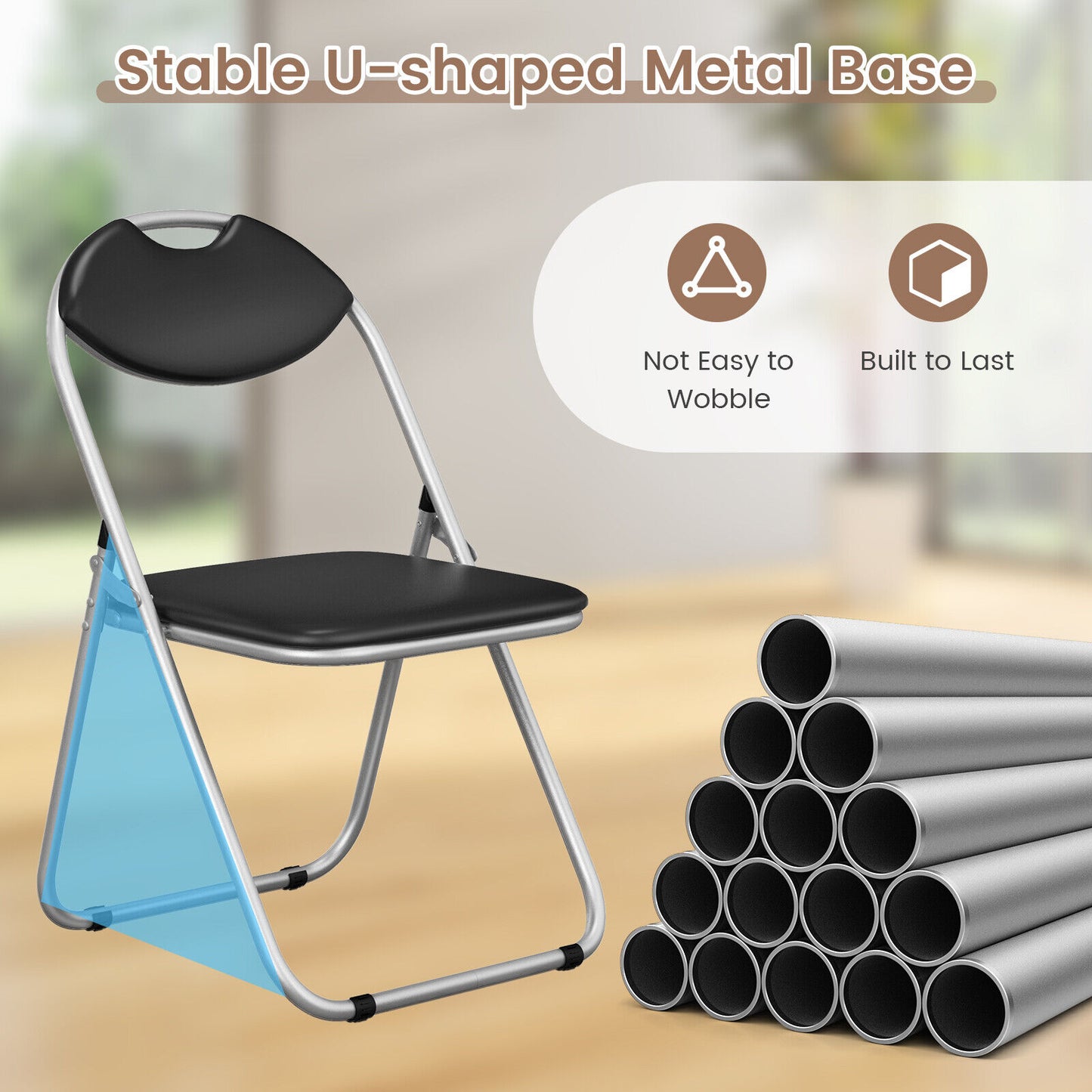 Set of 6 Portable Folding Chairs with Carrying Handles – Space-Saving, Sturdy & Comfortable