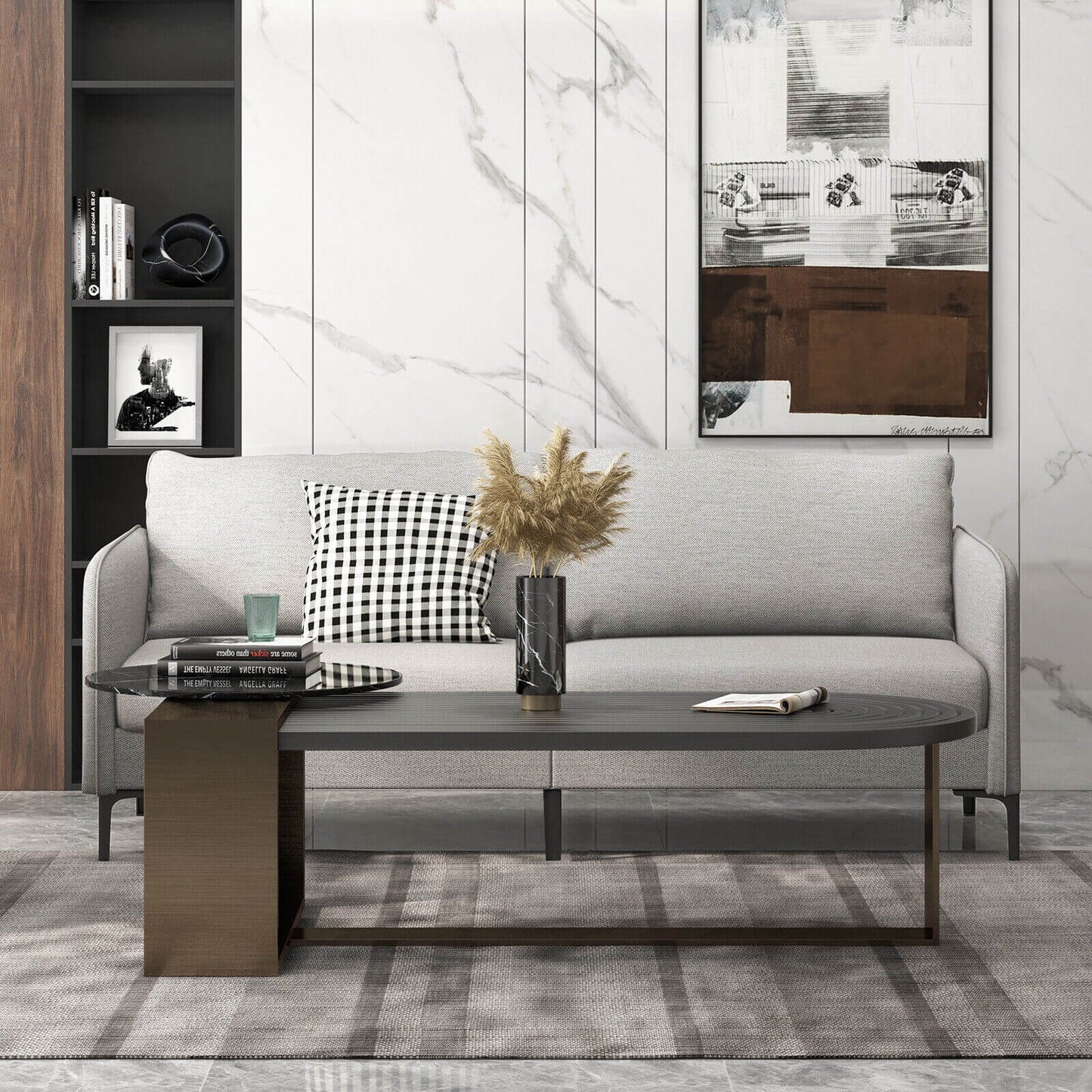 Modern 76 Inch Upholstered Loveseat Sofa with Metal Legs and Removable Cushions