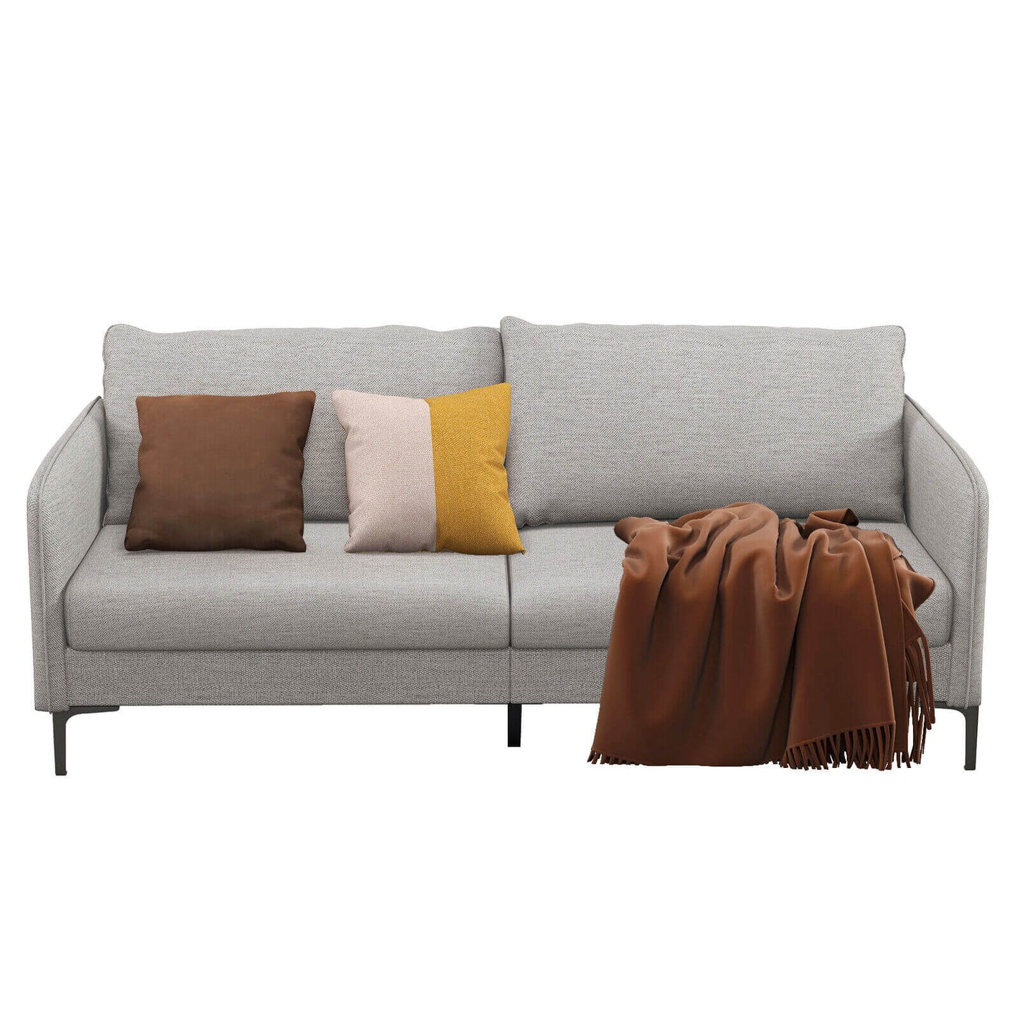 Modern 76 Inch Upholstered Loveseat Sofa with Metal Legs and Removable Cushions