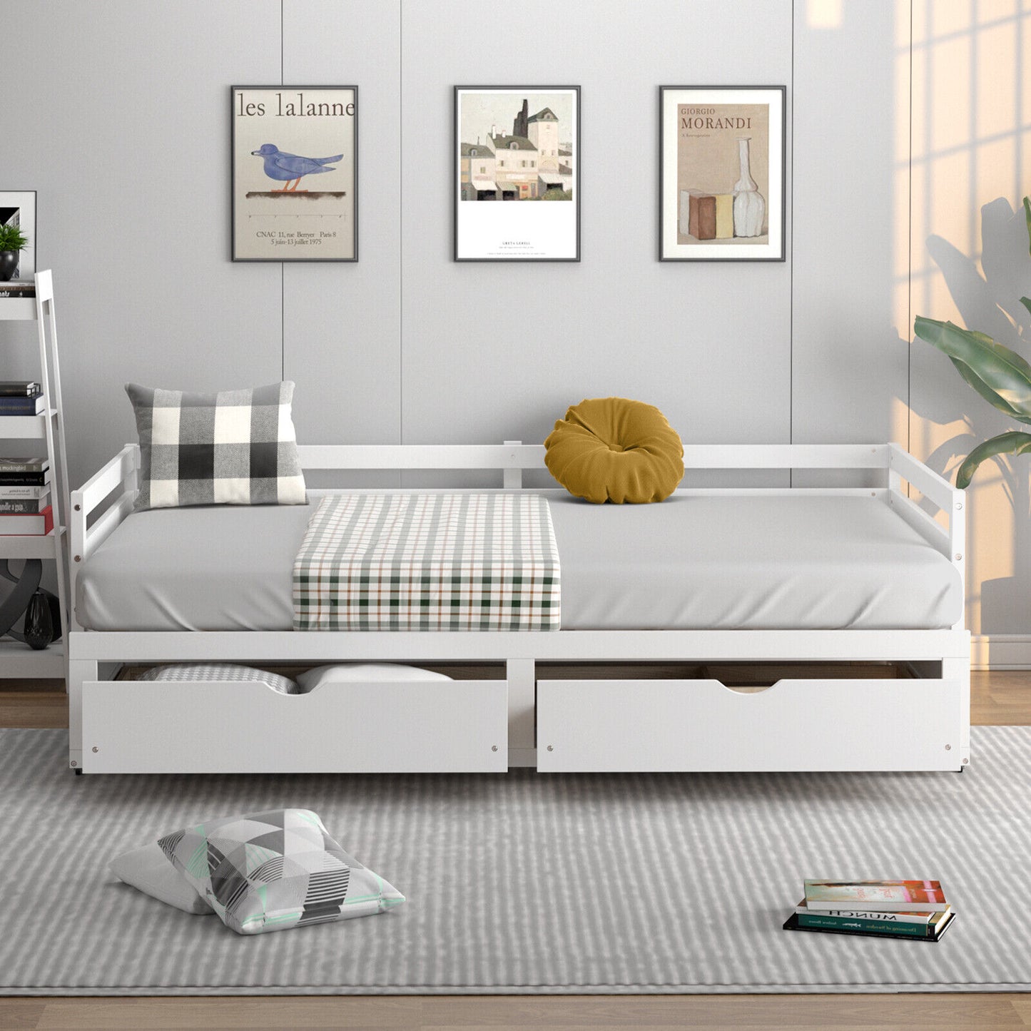 Extendable Daybed with Trundle & 2 Storage Drawers - Twin to Full, White