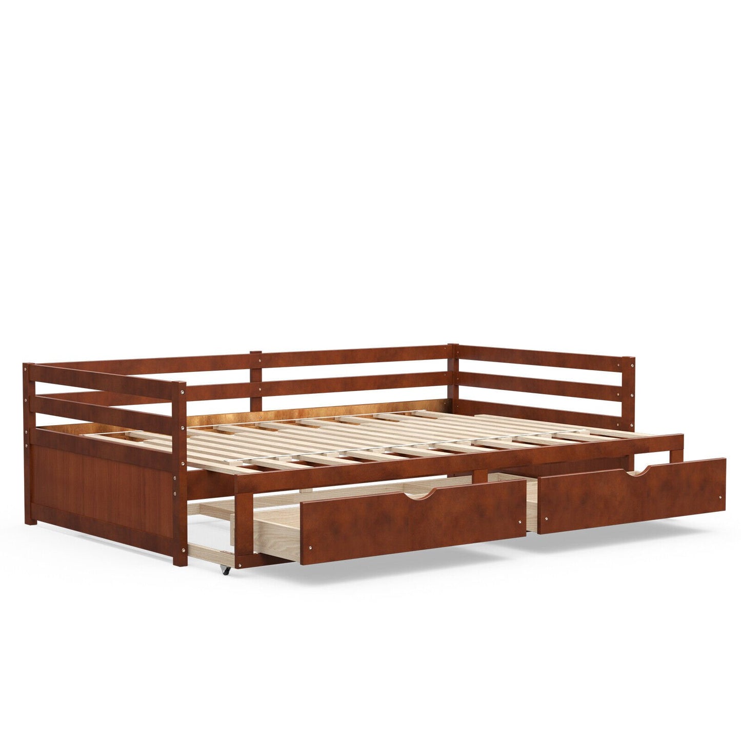 Extendable Daybed with Trundle & 2 Storage Drawers - Twin to Full, Brown