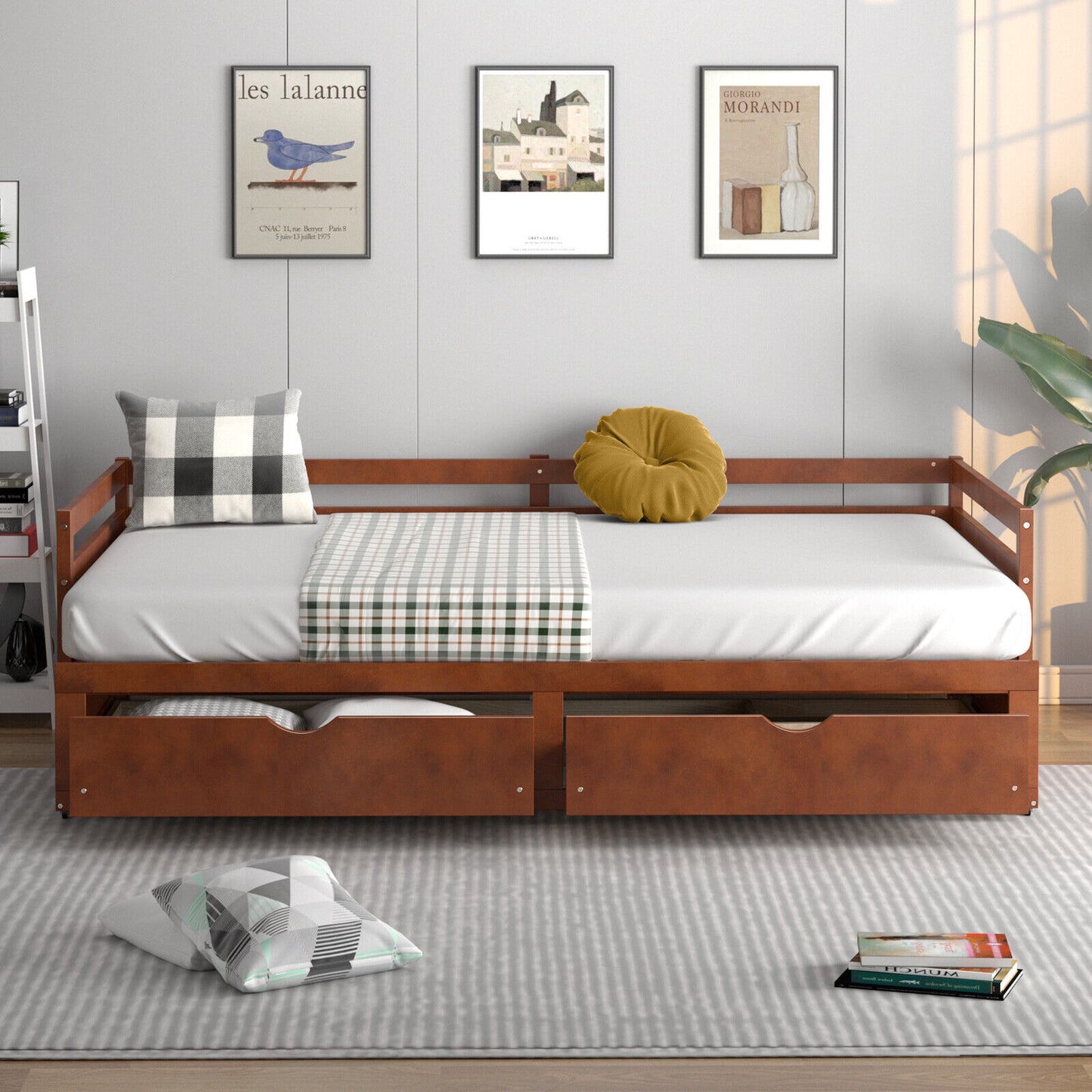 Extendable Daybed with Trundle & 2 Storage Drawers - Twin to Full, Brown