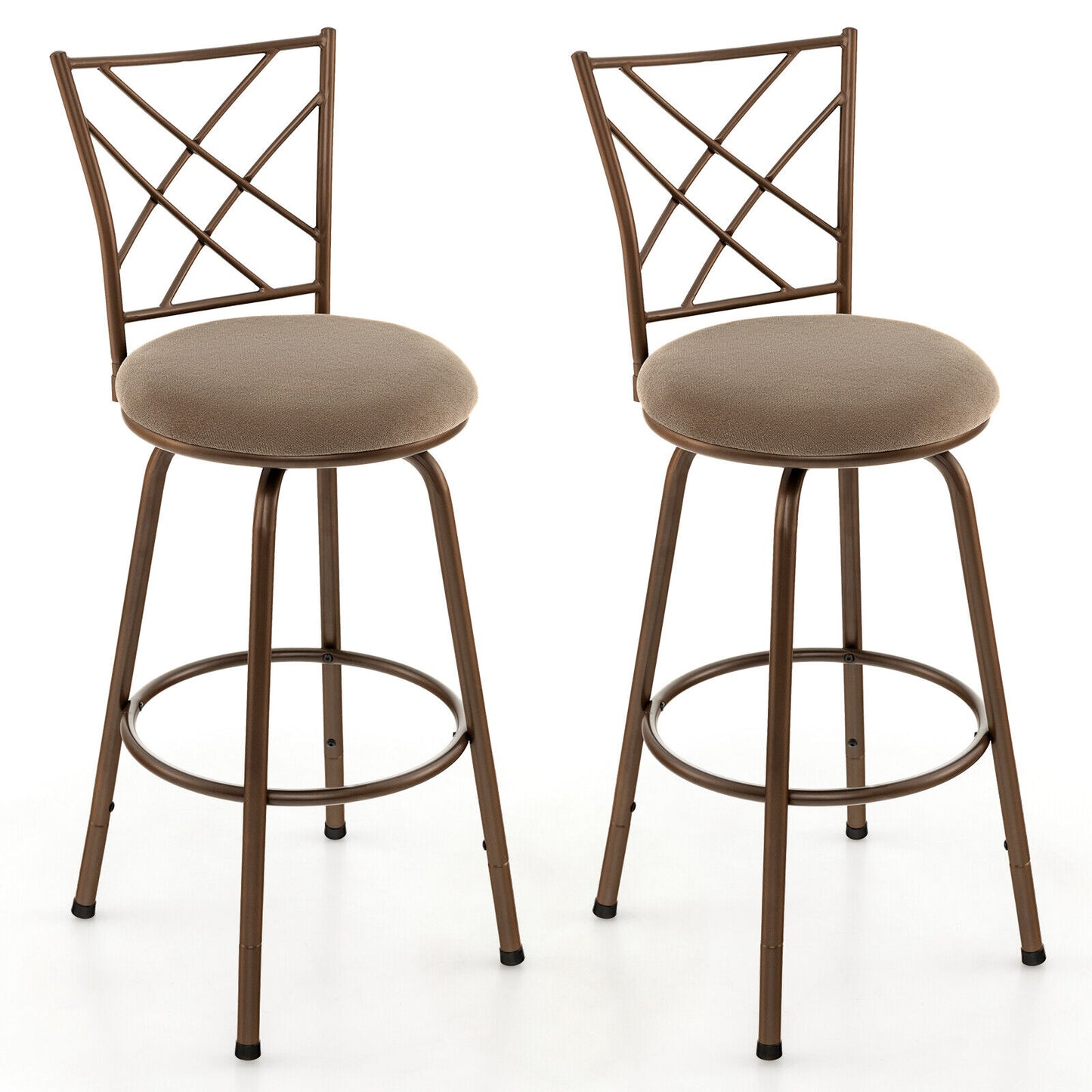 2 Piece Bar Stool Set with 360 Degree Swivel and Plush Upholstered Seats
