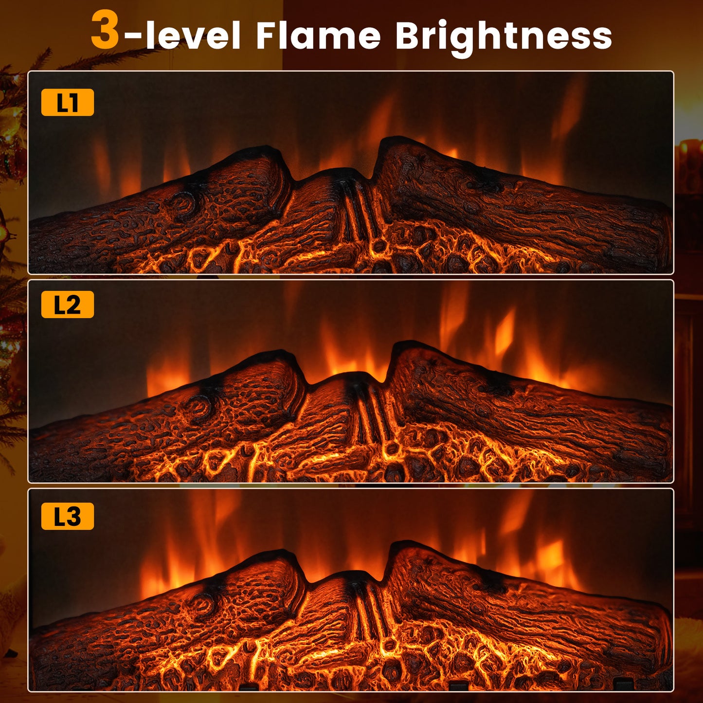 23 Inch Electric Fireplace Insert with Adjustable LED Flame Effects