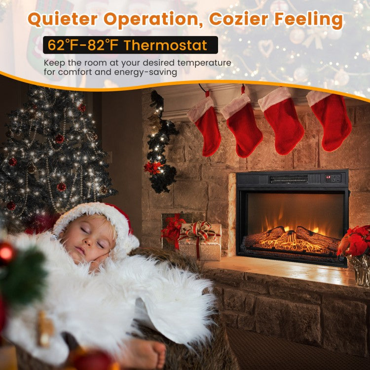 23 Inch Electric Fireplace Insert with Adjustable LED Flame Effects