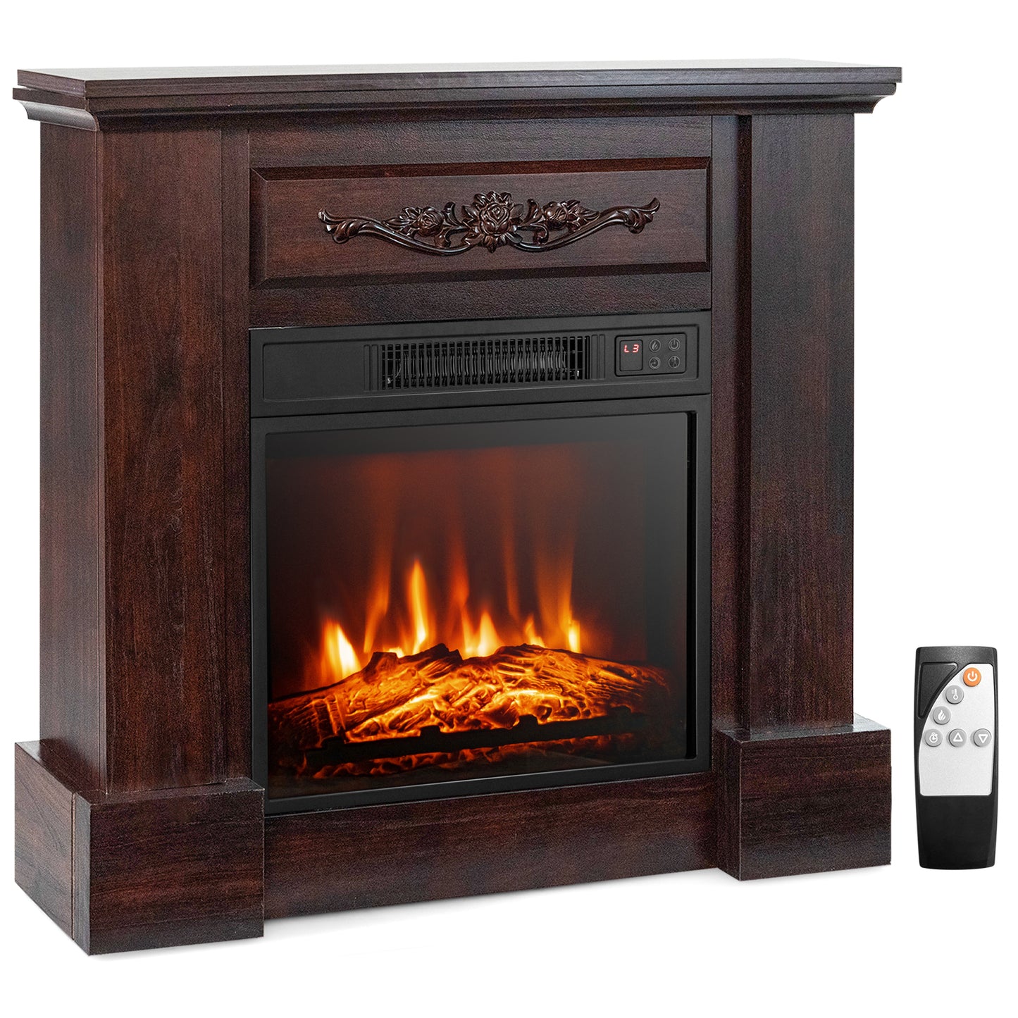 1400W Electric Fireplace Mantel TV Stand with Remote Control