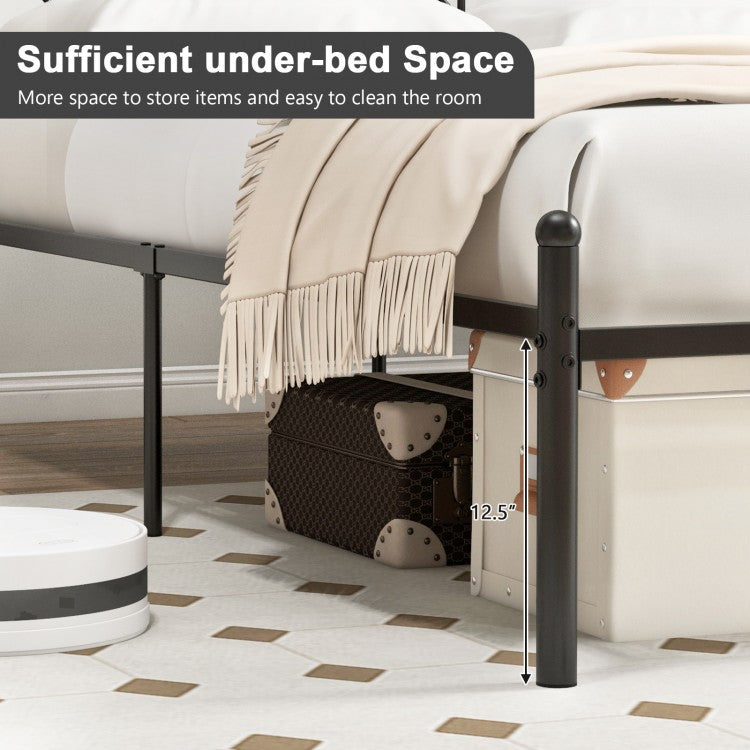 Stylish Branch Shaped Headboard Metal Platform Bed Frame with Sturdy Slat Support – Twin Size