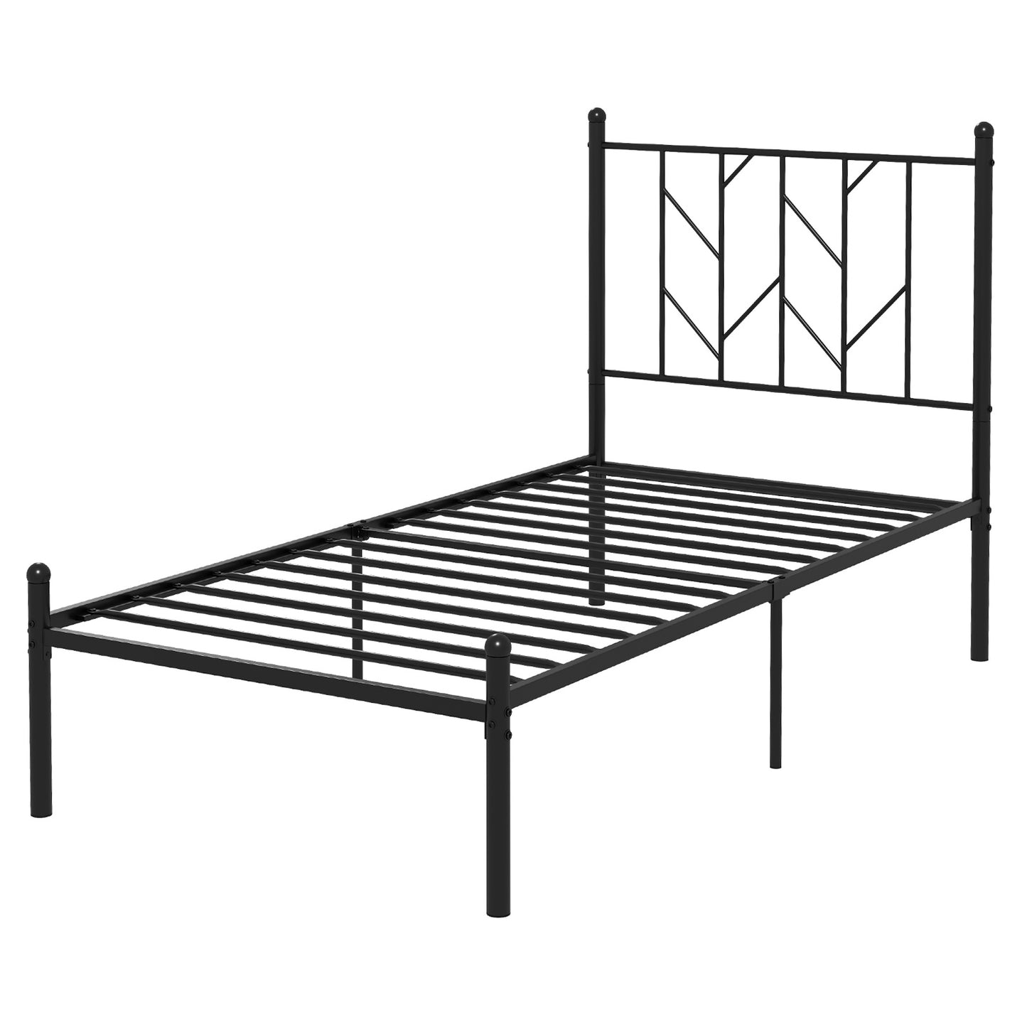 Stylish Branch Shaped Headboard Metal Platform Bed Frame with Sturdy Slat Support – Twin Size