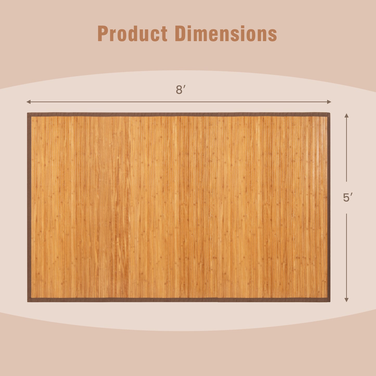 5 x 8 Feet Natural Bamboo Floor Mat with Non-Slip Backing – Perfect for Bedroom, Entryway & Living Room