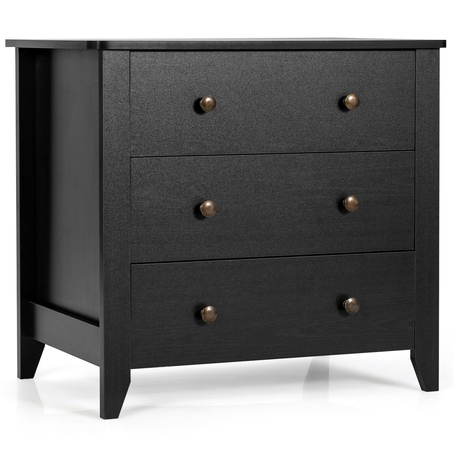 3-Drawer Storage Dresser Chest, Compact Bedside Table with Organizational Drawers – Black