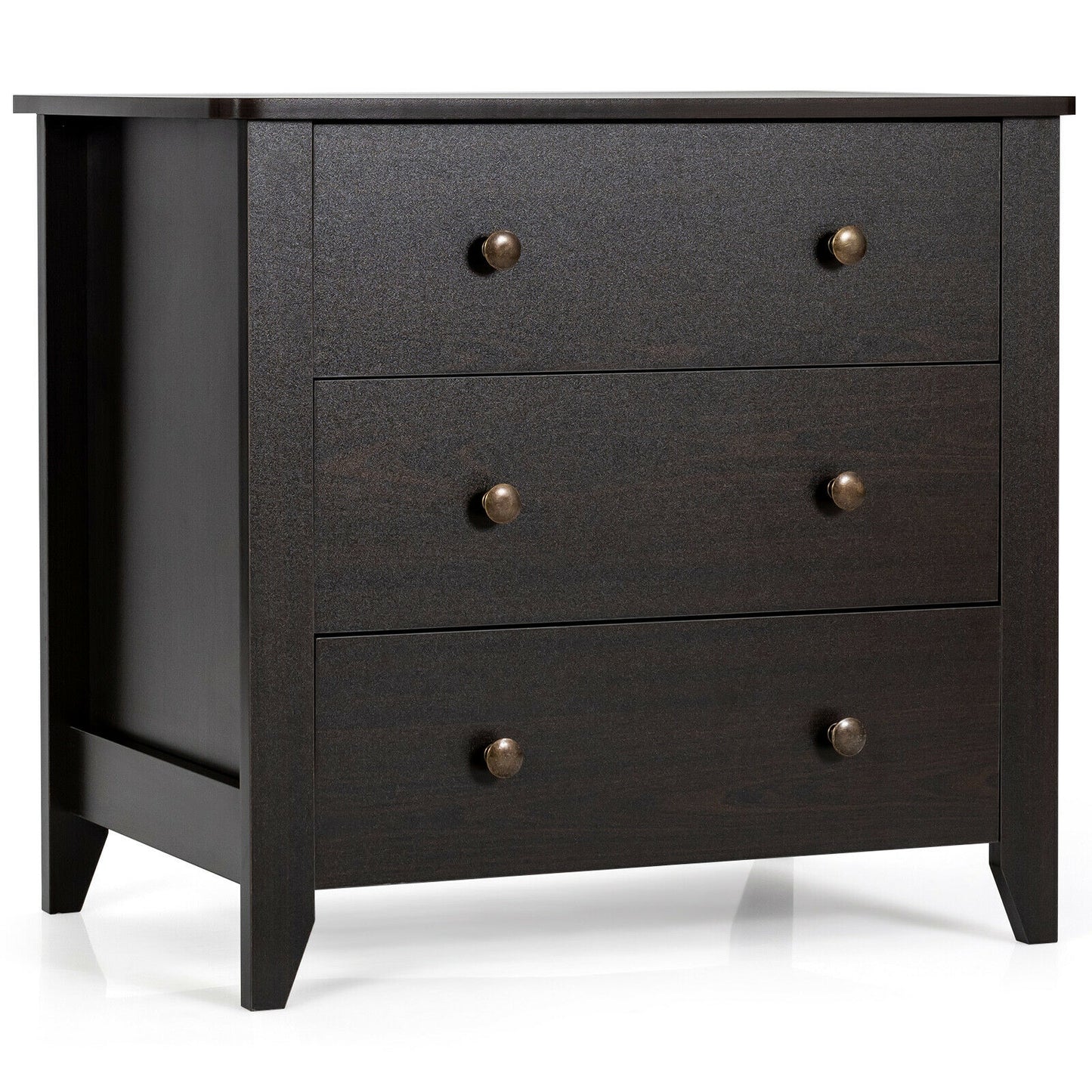 3-Drawer Storage Dresser Chest, Compact Bedside Table with Organizational Drawers – Dark Brown