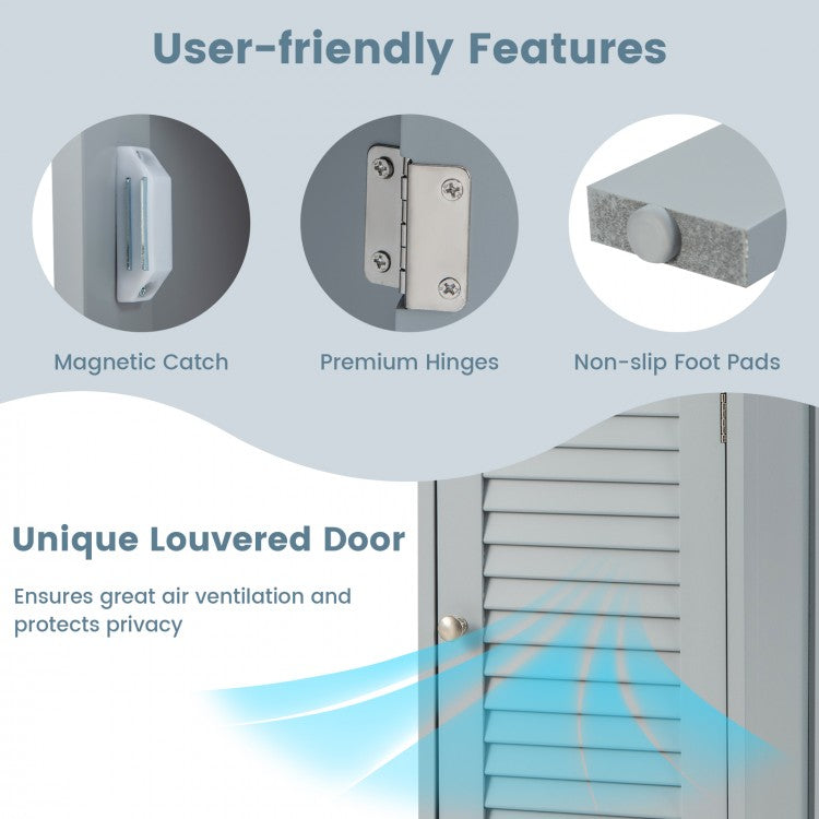 Compact Wooden Bathroom Storage Cabinet with Drawer & Shutter Door