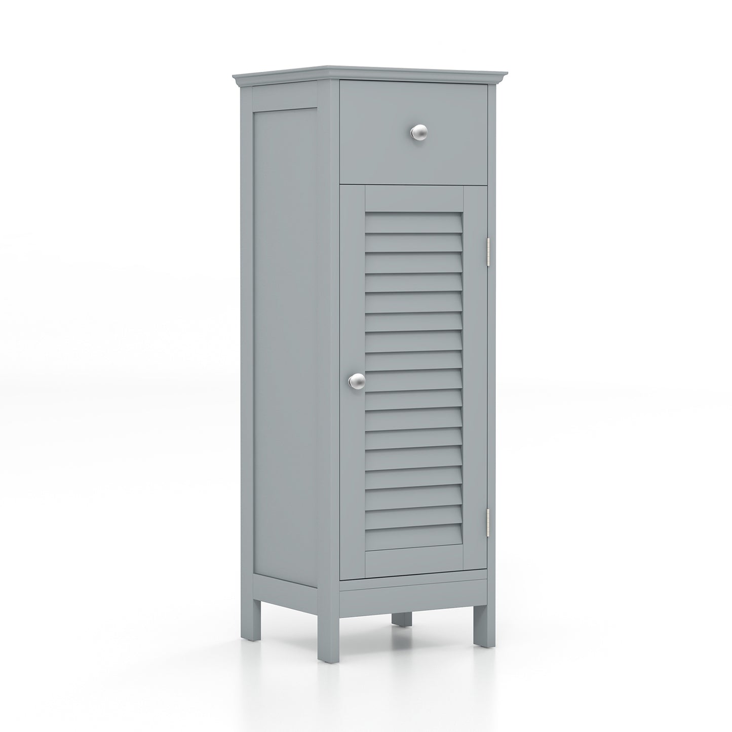 Compact Wooden Bathroom Storage Cabinet with Drawer & Shutter Door