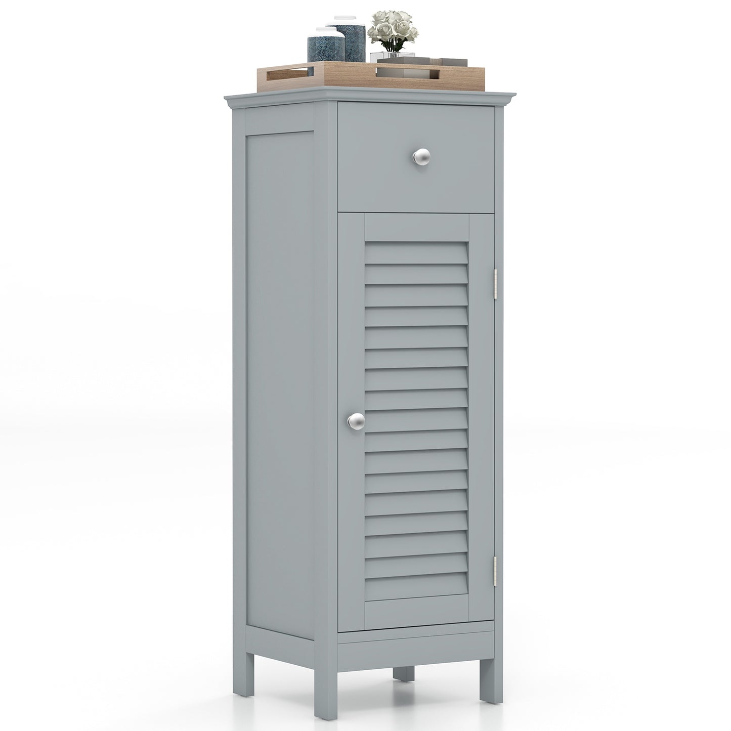 Compact Wooden Bathroom Storage Cabinet with Drawer & Shutter Door