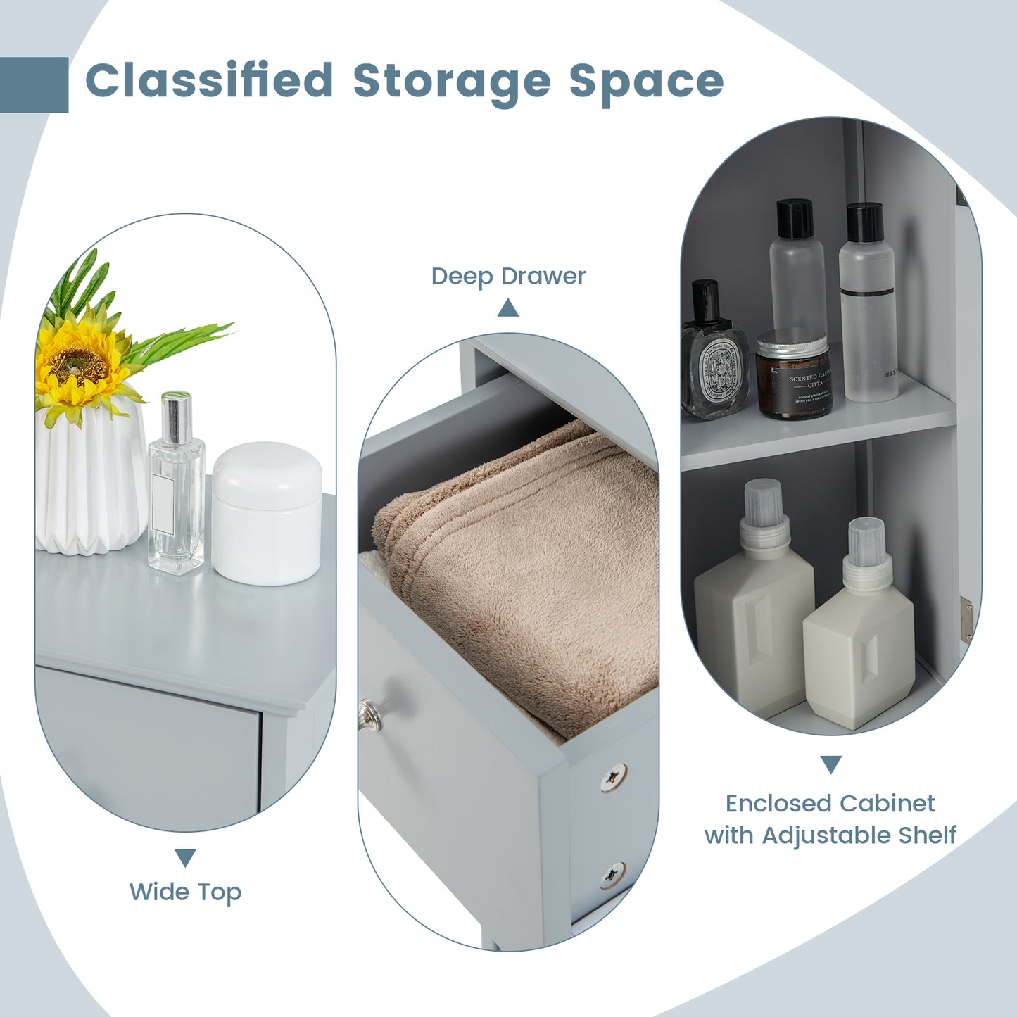 Compact Wooden Bathroom Storage Cabinet with Drawer & Shutter Door