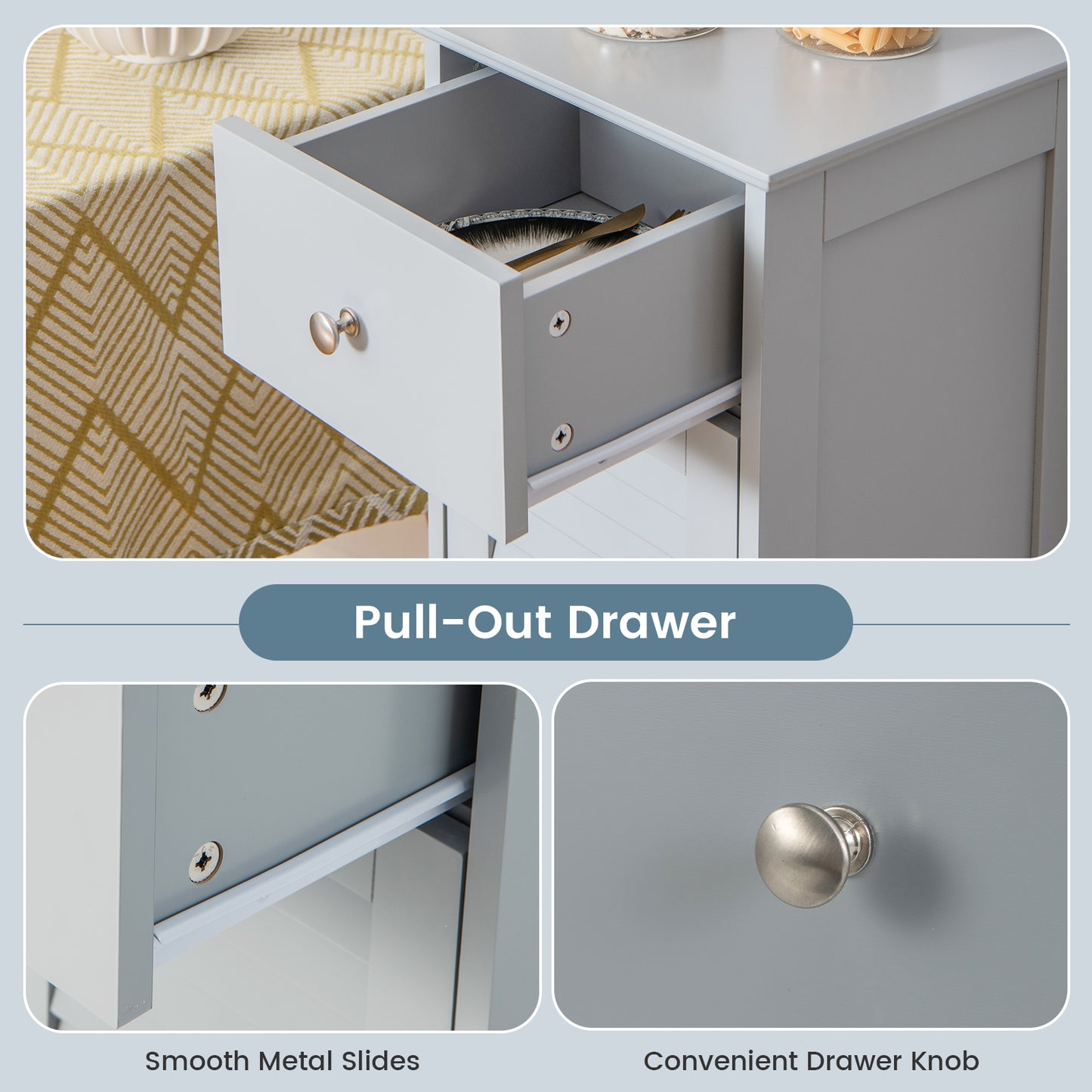 Compact Wooden Bathroom Storage Cabinet with Drawer & Shutter Door